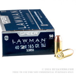 50 Rounds of .40 S&W Ammo by Speer - 165gr TMJ