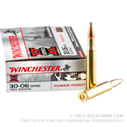 20 Rounds of 30-06 Springfield Ammo by Winchester - 180gr PP
