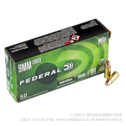 1000 Rounds of 9mm Ammo by Federal Ballisticlean - 100gr Frangible
