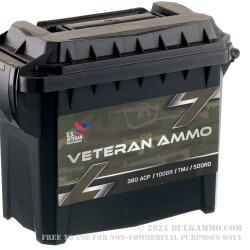 500 Rounds of .380 ACP Ammo by Veteran Ammo in Field Box - 100gr TMJ