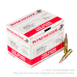 100 Rounds of .223 Ammo by Winchester - 55gr FMJ