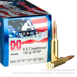 500 Rounds of 6.5 Creedmoor Ammo by Hornady American Gunner - 140gr HPBT