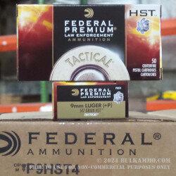 50 Rounds of 9mm +P Ammo by Federal LE - 147gr JHP HST
