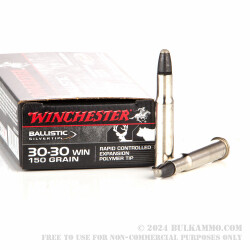 20 Rounds of 30-30 Win Ammo by Winchester Ballistic Silvertip - 150gr Polymer Tip