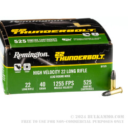 525 Rounds of .22 LR Ammo by Remington 22 Thunderbolt - 40gr LRN