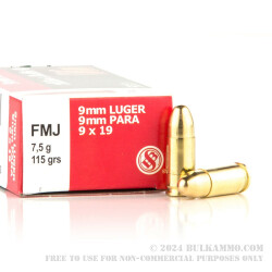 500 Rounds of 9mm Ammo by Sellier & Bellot Battle Pack - 115gr FMJ
