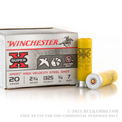 250 Rounds of 20ga Ammo by Winchester - 3/4 ounce #7 Shot (Steel)
