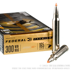 20 Rounds of .300 Win Mag Ammo by Federal - 165gr Trophy Bonded Tip