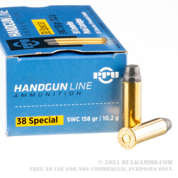 50 Rounds of .38 Special Ammo by Prvi Partizan - 158gr Semi-Wadcutter