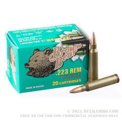 500  Rounds of .223 Ammo by Brown Bear - 62gr SP