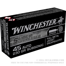 500 Rounds of .45 ACP Ammo by Winchester Super Suppressed - 230gr FMJ Encapsulated