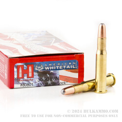200 Rounds of 30-30 Win Ammo by Hornady American Whitetail - 150gr RN Interlock