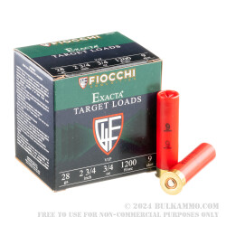 25 Rounds of 28ga Ammo by Fiocchi -  #9 shot