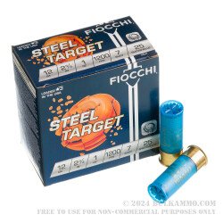 250 Rounds of 12ga Low Recoil Ammo by Fiocchi - 1 ounce #7 Shot (Steel)