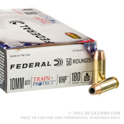 50 Rounds of 10mm Ammo by Federal Train + Protect - 180gr JHP