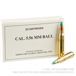 1000 Rounds of 5.56x45 Ammo by Armscor - 62gr FMJ M855