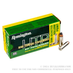 50 Rounds of .38 Spl +P Ammo by Remington HTP - 110gr SJHP