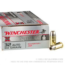 50 Rounds of .32 ACP Ammo by Winchester Super-X - 60gr Silvertip JHP
