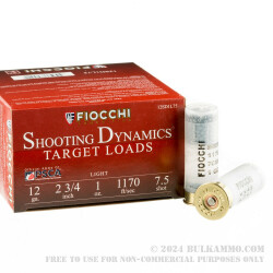 250 Rounds of 12ga Ammo by Fiocchi - 1 ounce #7.5 shot