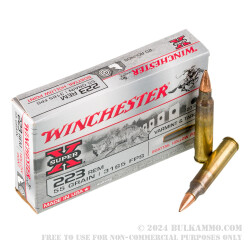 20 Rounds of .223 Rem Ammo by Winchester Super-X - 55gr HPBT