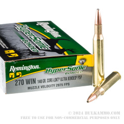 20 Rounds of .270 Win Ammo by Remington HyperSonic Bonded - 140gr PSP