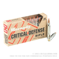 200 Rounds of .223 Ammo by Hornady Critical Defense - 55gr FTX