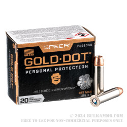 20 Rounds of .357 Mag Ammo by Speer Gold Dot - 125gr JHP