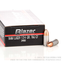 50 Rounds of 9mm Ammo by Blazer - 124gr TMJ