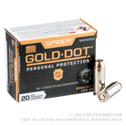200 Rounds of 10mm Ammo by Speer Gold Dot - 200gr JHP