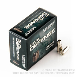 20 Rounds of .380 ACP Ammo by Liberty Civil Defense Ammunition - 50gr SCHP