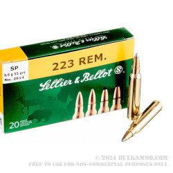 20 Rounds of .223 Ammo by Sellier & Bellot - 55gr SP