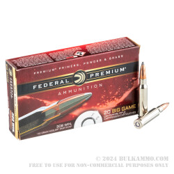 20 Rounds of .308 Win Ammo by Federal - 150gr Nosler Partition