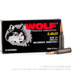 1000 Rounds of 5.45x39 Ammo by Wolf - 60gr FMJ