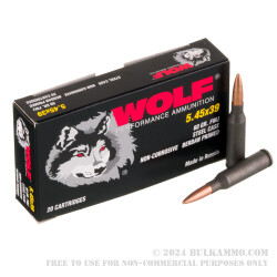 1000 Rounds of 5.45x39 Ammo by Wolf - 60gr FMJ