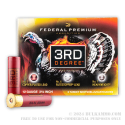 5 Rounds of 12ga Ammo by Federal 3rd Degree - 2 ounce #5 shot