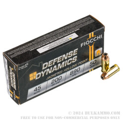 500 Rounds of .45 ACP Ammo by Fiocchi - 200gr JHP