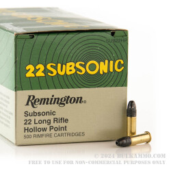 500 Rounds of .22 LR Subsonic Ammo by Remington - 38gr LHP