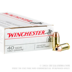 50 Rounds of .40 S&W Ammo by Winchester - 180gr JHP
