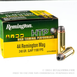 20 Rounds of .44 Mag Ammo by Remington HTP - 240gr SJHP