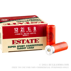 250 Rounds of 12ga Ammo by Estate Super Sport Competition Target - 1 1/8 ounce #8 shot