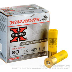 25 Rounds of 20ga Ammo by Winchester Super-x - 2-3/4" 1 ounce #4 shot