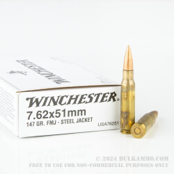 20 Rounds of 7.62x51mm Ammo by Winchester - 147gr FMJ