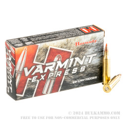 20 Rounds of .22-250 Rem Ammo by Hornady - 40gr V-Max