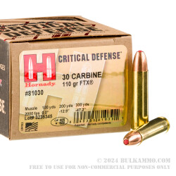 25 Rounds of .30 Carbine Ammo by Hornady Critical Defense - 110gr FTX