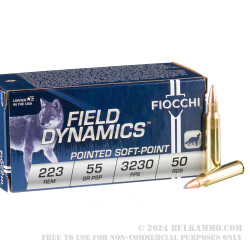 50 Rounds of .223 Rem Ammo by Fiocchi - 55gr PSP