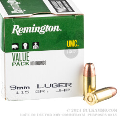 600 Rounds of 9mm Ammo by Remington - 115gr JHP