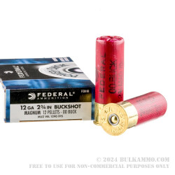 5 Rounds of 12ga Ammo by Federal Power-Shok - 2-3/4"  00 Buck