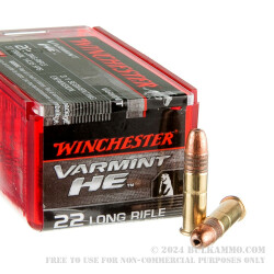 1000 Rounds of .22 LR Ammo by Winchester Varmint HE - 37 gr 3/1 Segmention HP