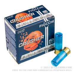 250 Rounds of 12ga Ammo by Fiocchi Crusher - 2-3/4" 1 ounce #7 1/2 shot