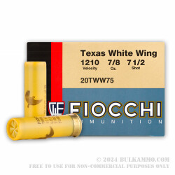 250 Rounds of 20 Gauge 2-3/4" Ammo by Fiocchi Texas Dove Load - 7/8 ounce #7 1/2 shot